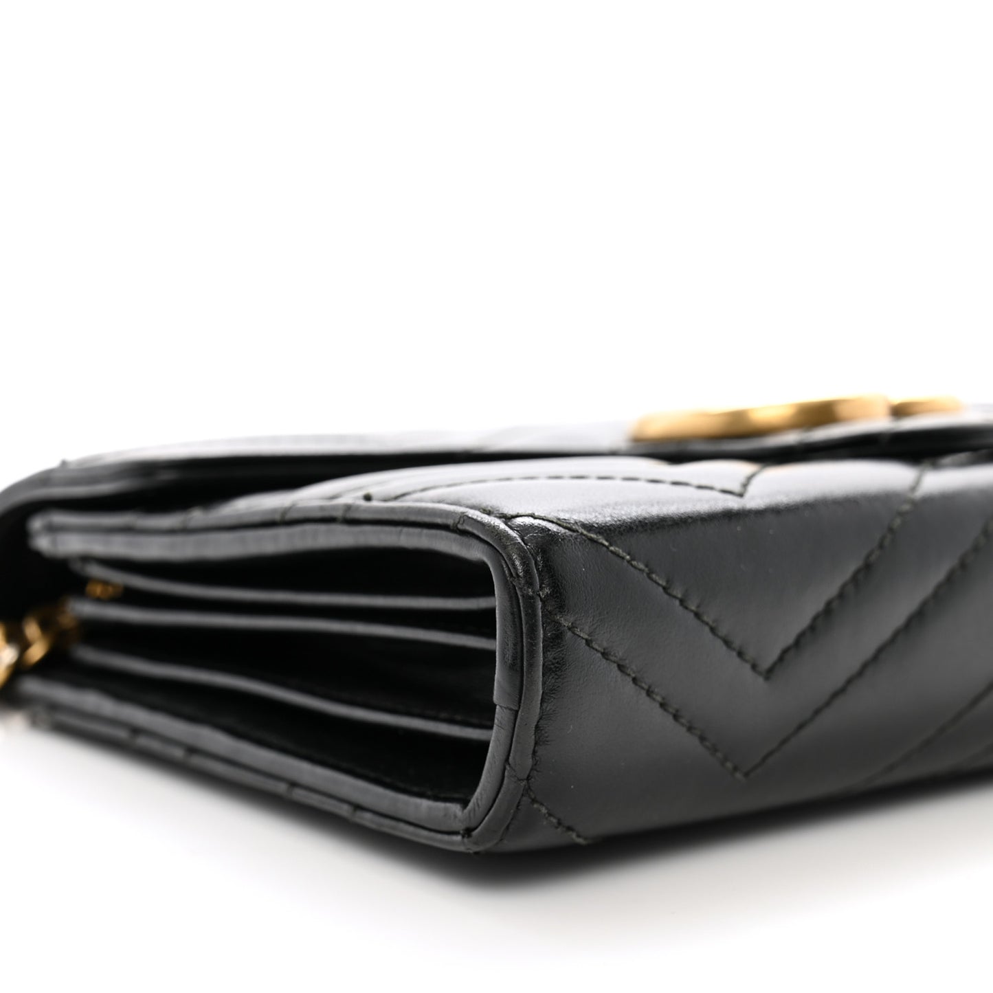 Calfskin Matelasse GG Marmont Chain Wallet Black