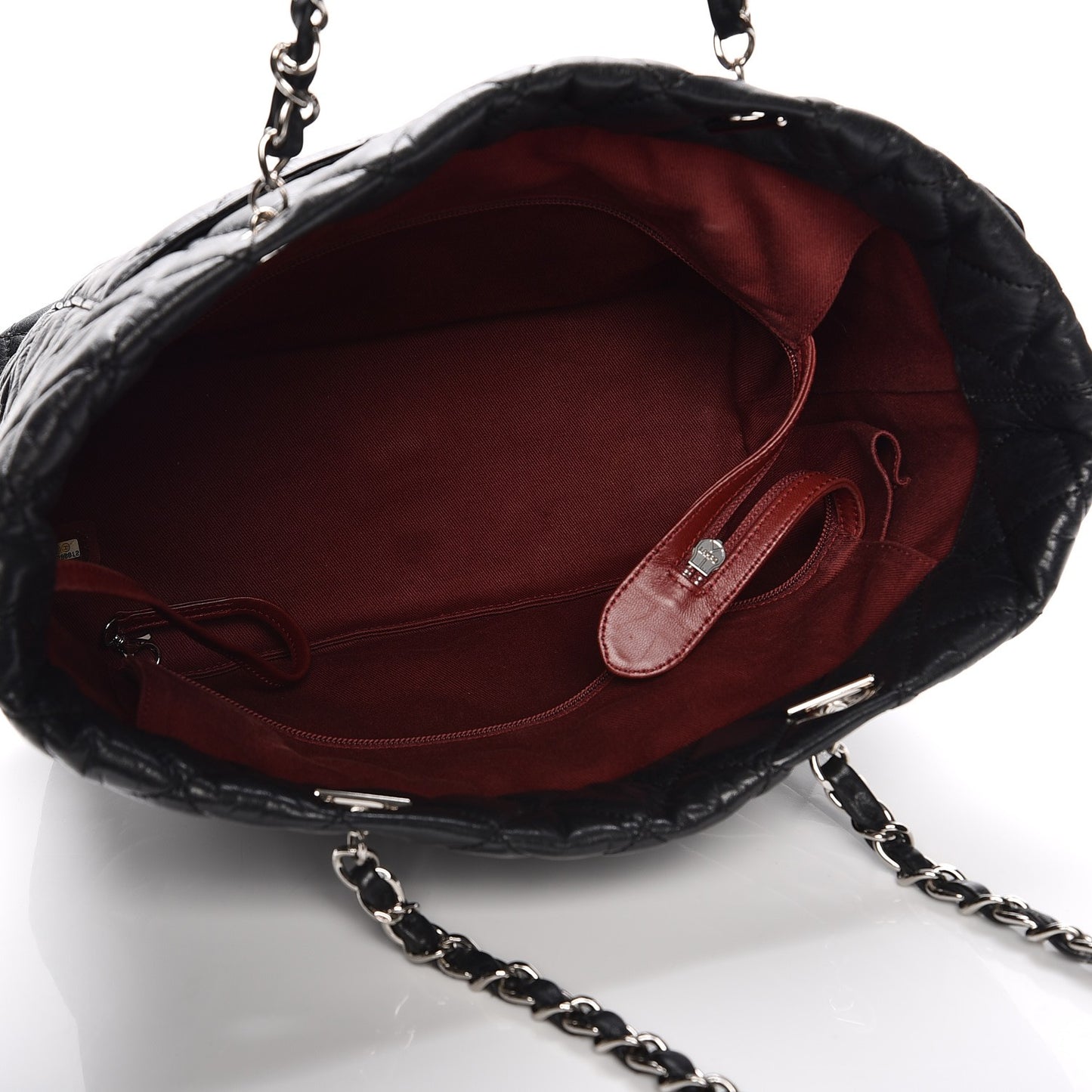Aged Calfskin Quilted Large Cotton Club Tote Black