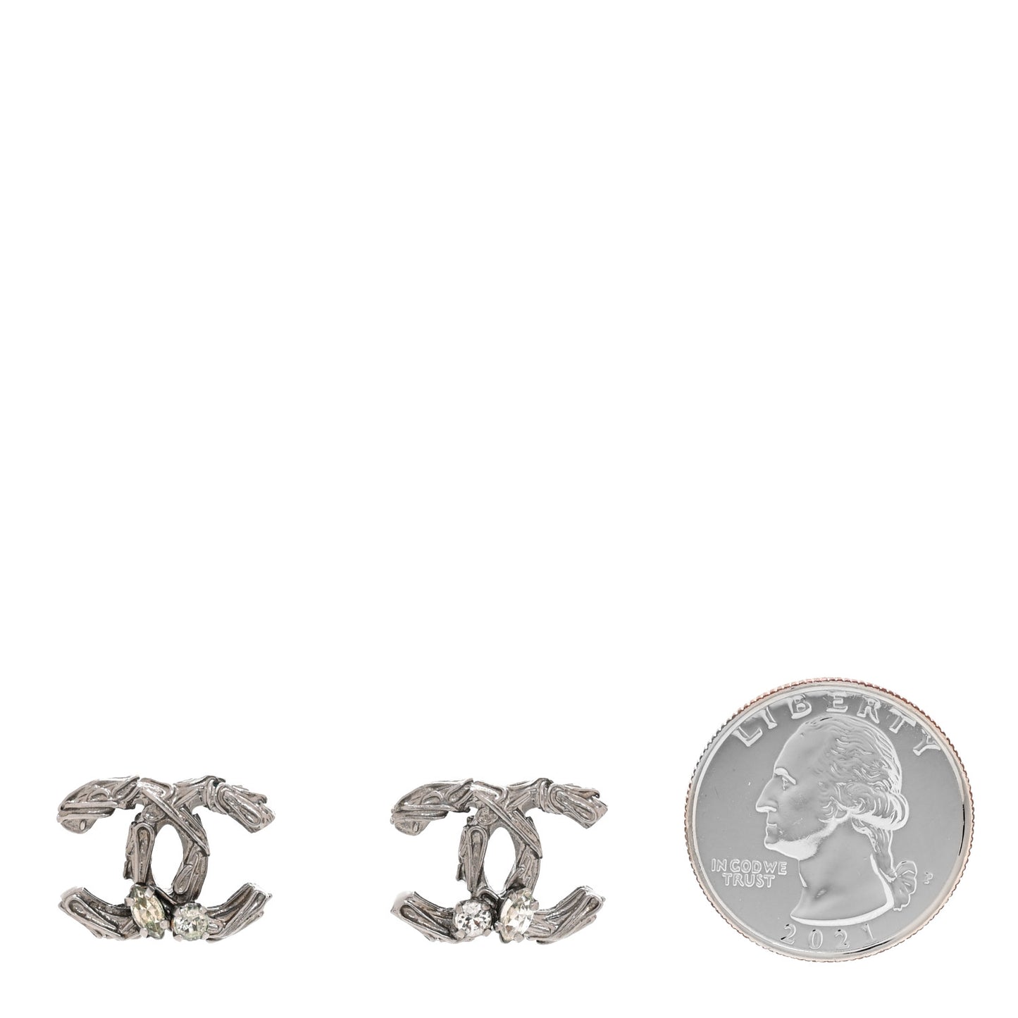 Crystal CC Earrings Silver