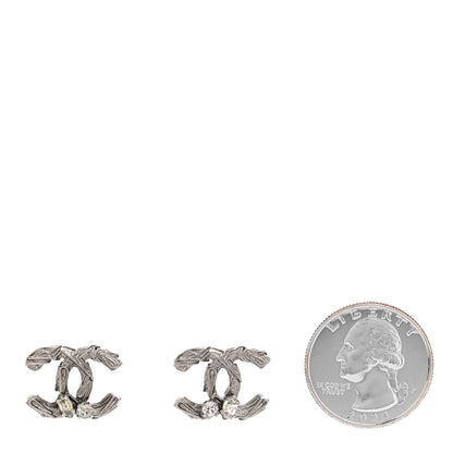 Chanel Crystal CC Earrings Silver 2 of 4