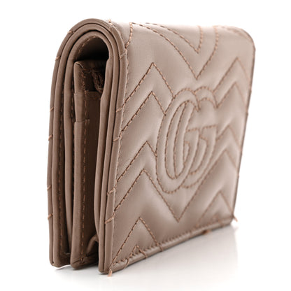 Gucci Calfskin Matelasse GG Marmont Card Case Wallet Porcelain Rose 3 of 10