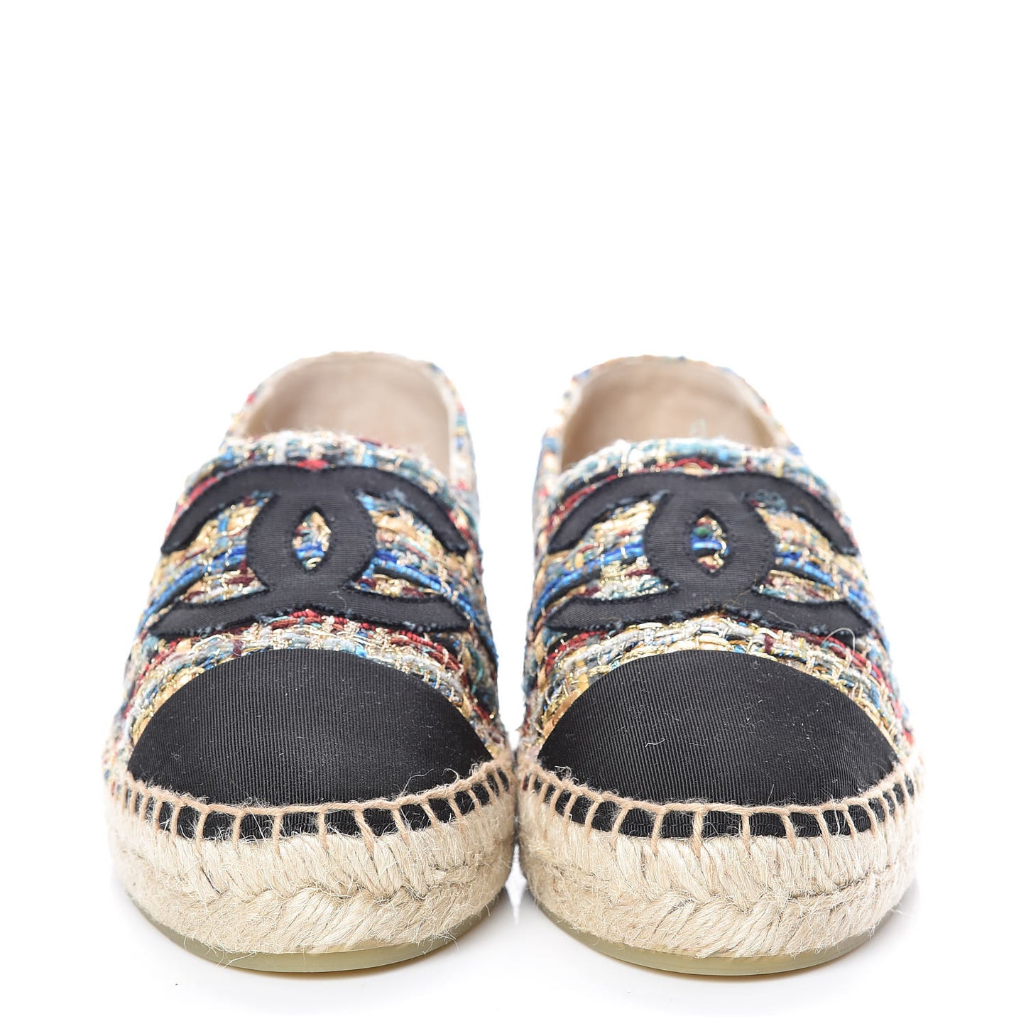 Tweed Grosgrain CC Espadrilles 36 Multicolor