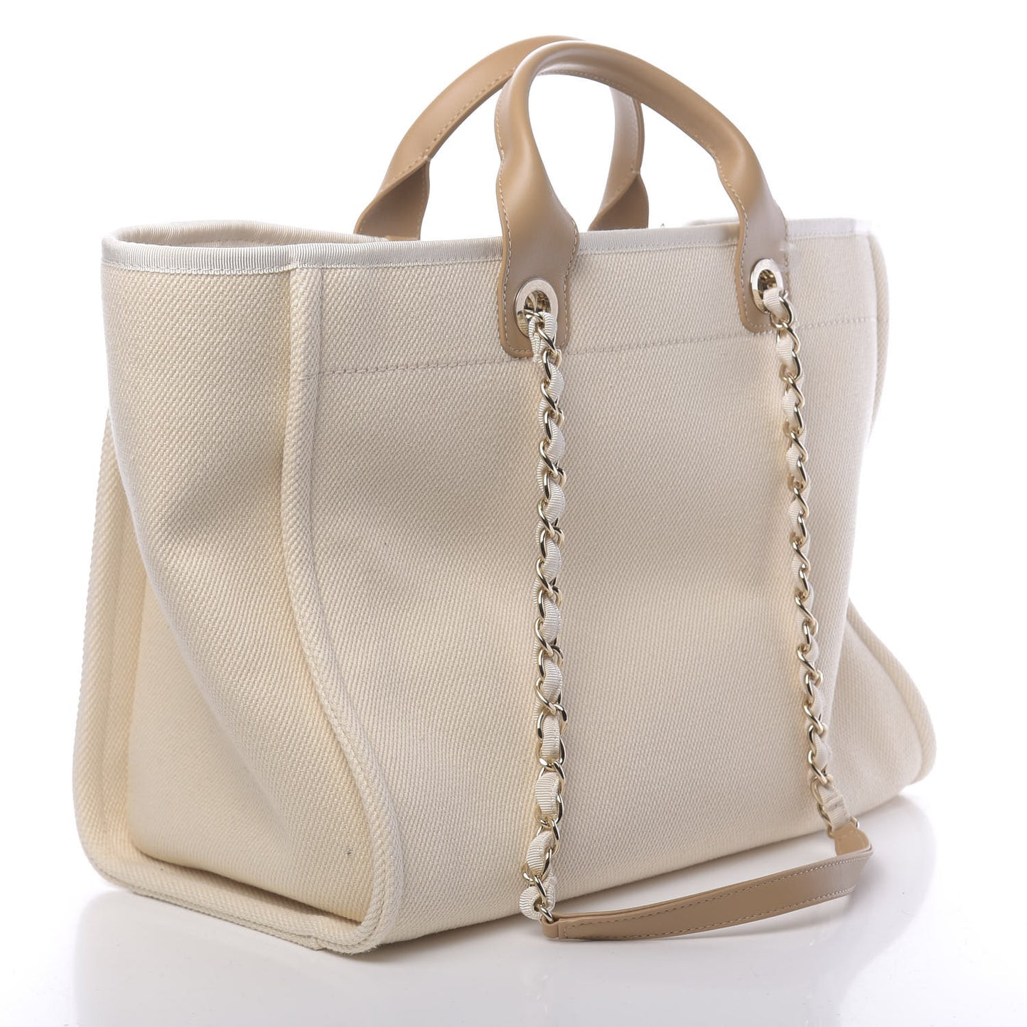 Canvas Pearl Medium Deauville Tote Ecru Beige
