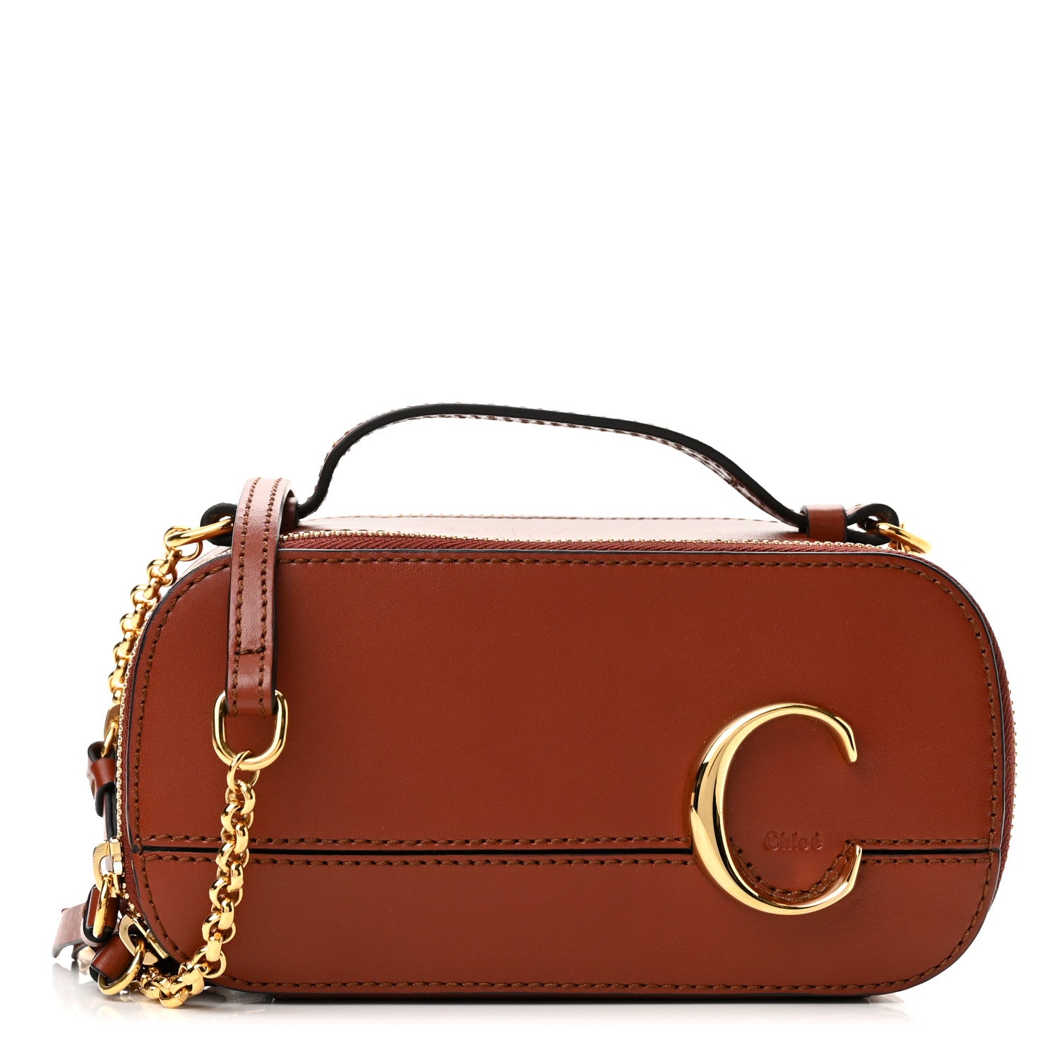 Chloe Shiny Calfskin Mini Vanity C Bag Sepia Brown 1 of 11