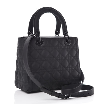Christian Dior Ultra Matte Calfskin Cannage Medium Lady Dior Black 3 of 9