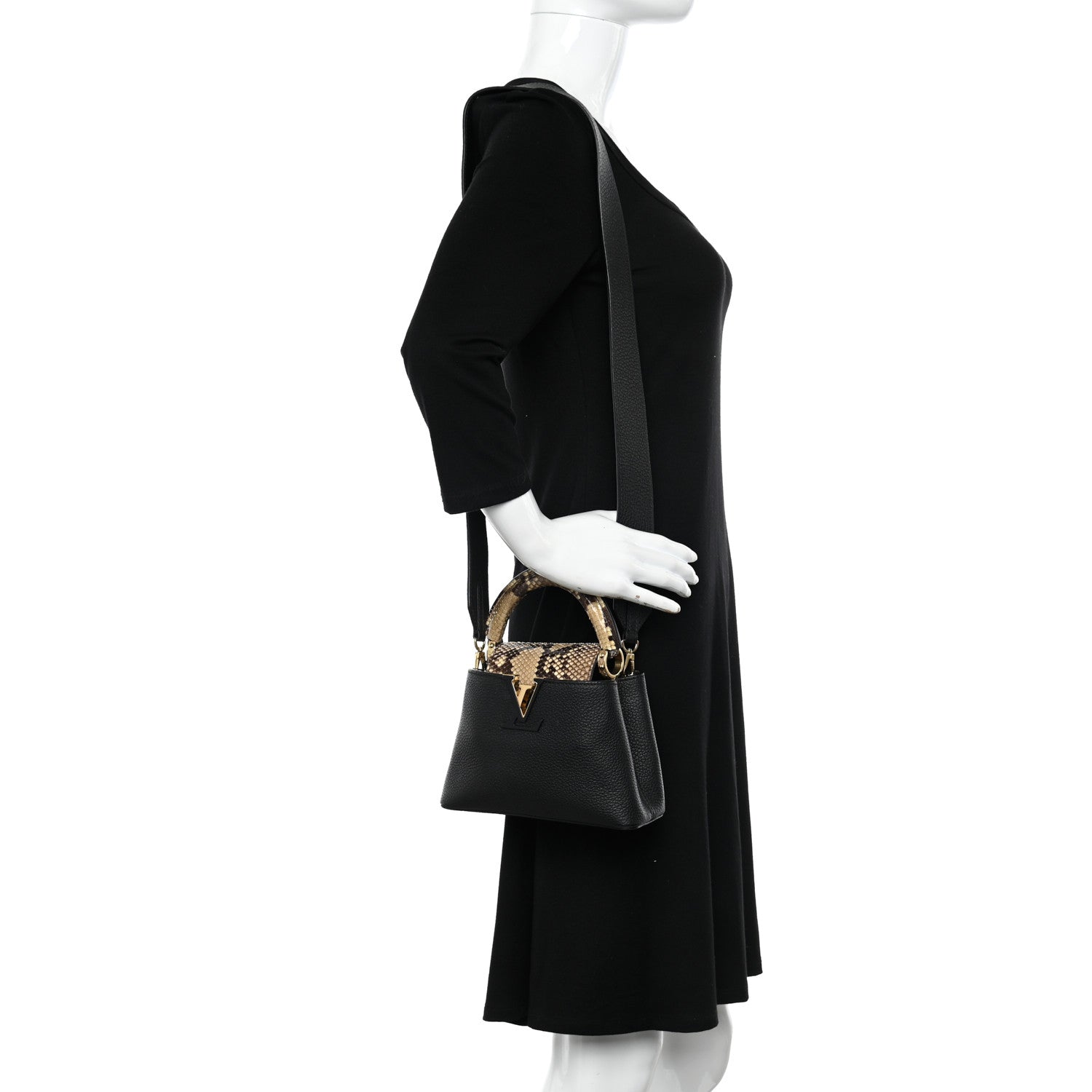 Louis Vuitton Taurillon Snakeskin Mini Capucines Black 2 of 12