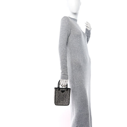 Prada Satin Crystal Metal Triangle Logo Small Double Handle Crossbody Tote Metal 2 of 10