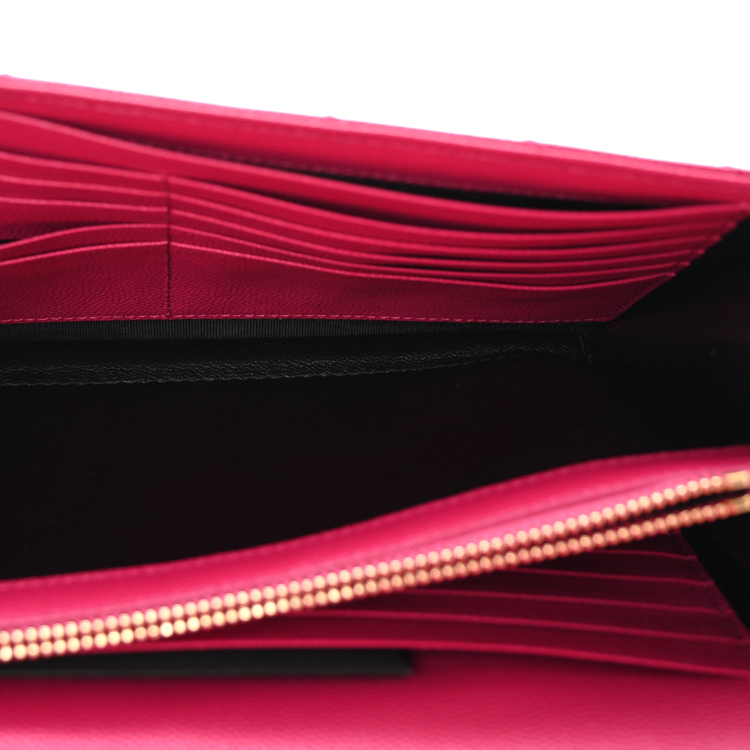 Saint Laurent Grain De Poudre Matelasse Chevron Monogram Chain Wallet Lipstick Fuchsia 5 of 10