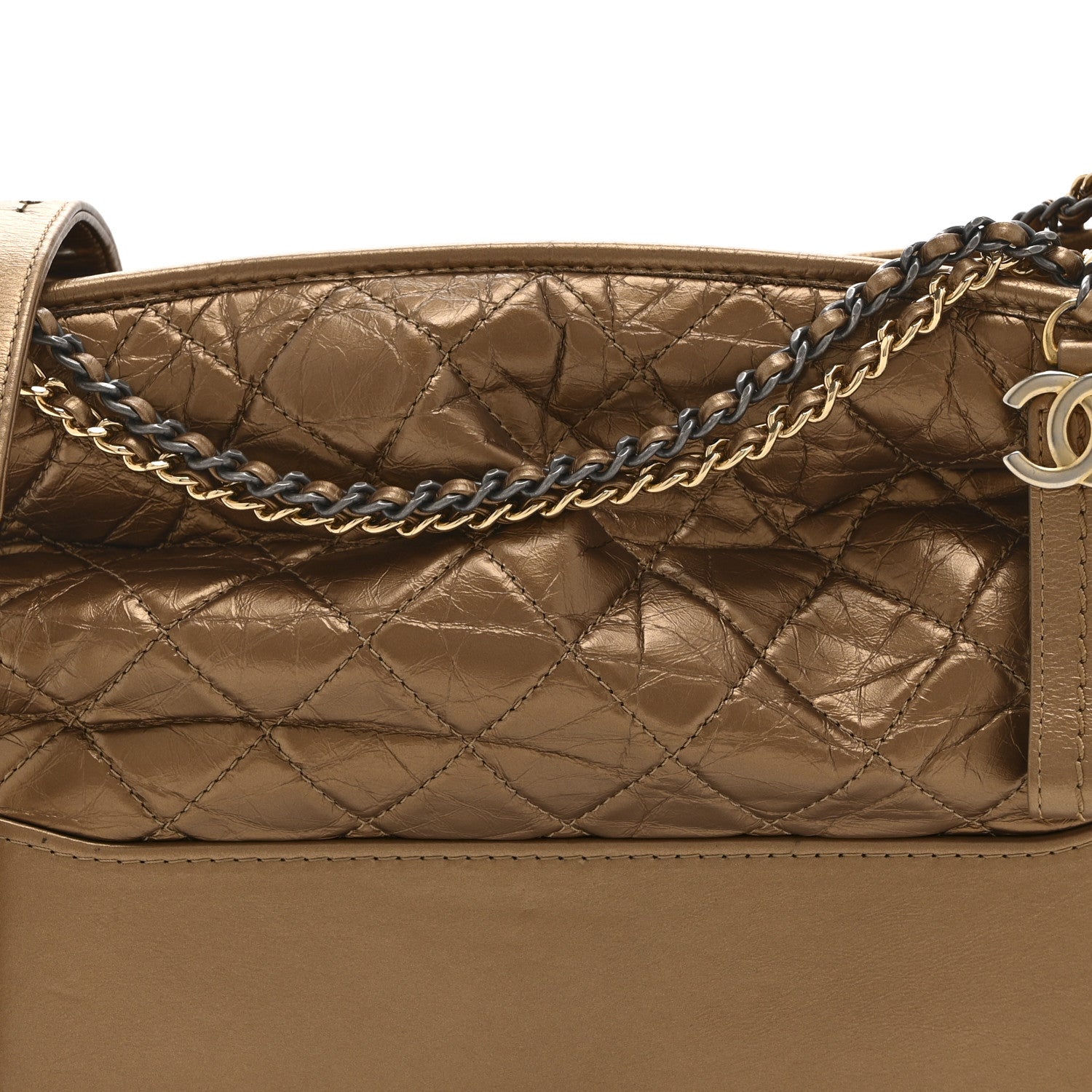 Chanel Metallic Aged Calfskin Quilted Medium Gabrielle  Bronze 8 of 10