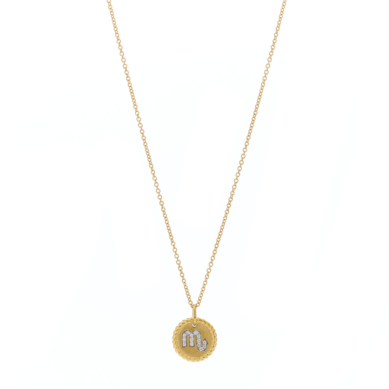 David Yurman 18K Yellow Gold Diamond Scorpio Charm Pendant Necklace 1 of 5