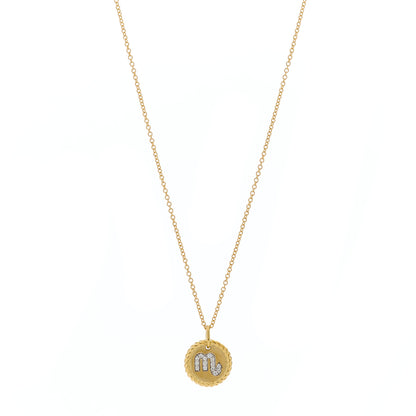 David Yurman 18K Yellow Gold Diamond Scorpio Charm Pendant Necklace 1 of 5
