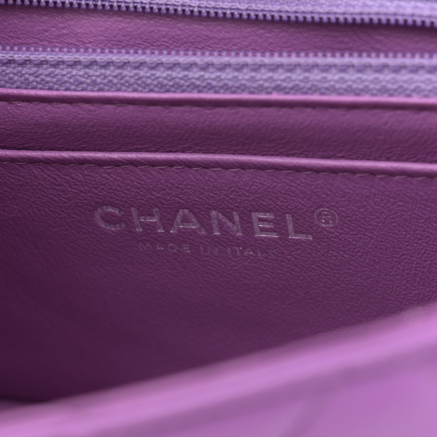 Lambskin Quilted Mini Rectangular Flap Purple