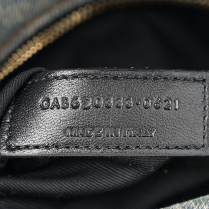Saint Laurent Denim Quilted Toy Loulou Puffer Monogram Chain Satchel Blue Cinnamon 7 of 11