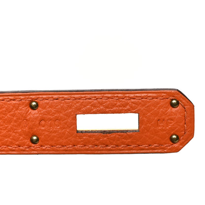 Hermes Togo Bi Color Horseshoe Birkin 40 Etoupe Orange 5 of 11