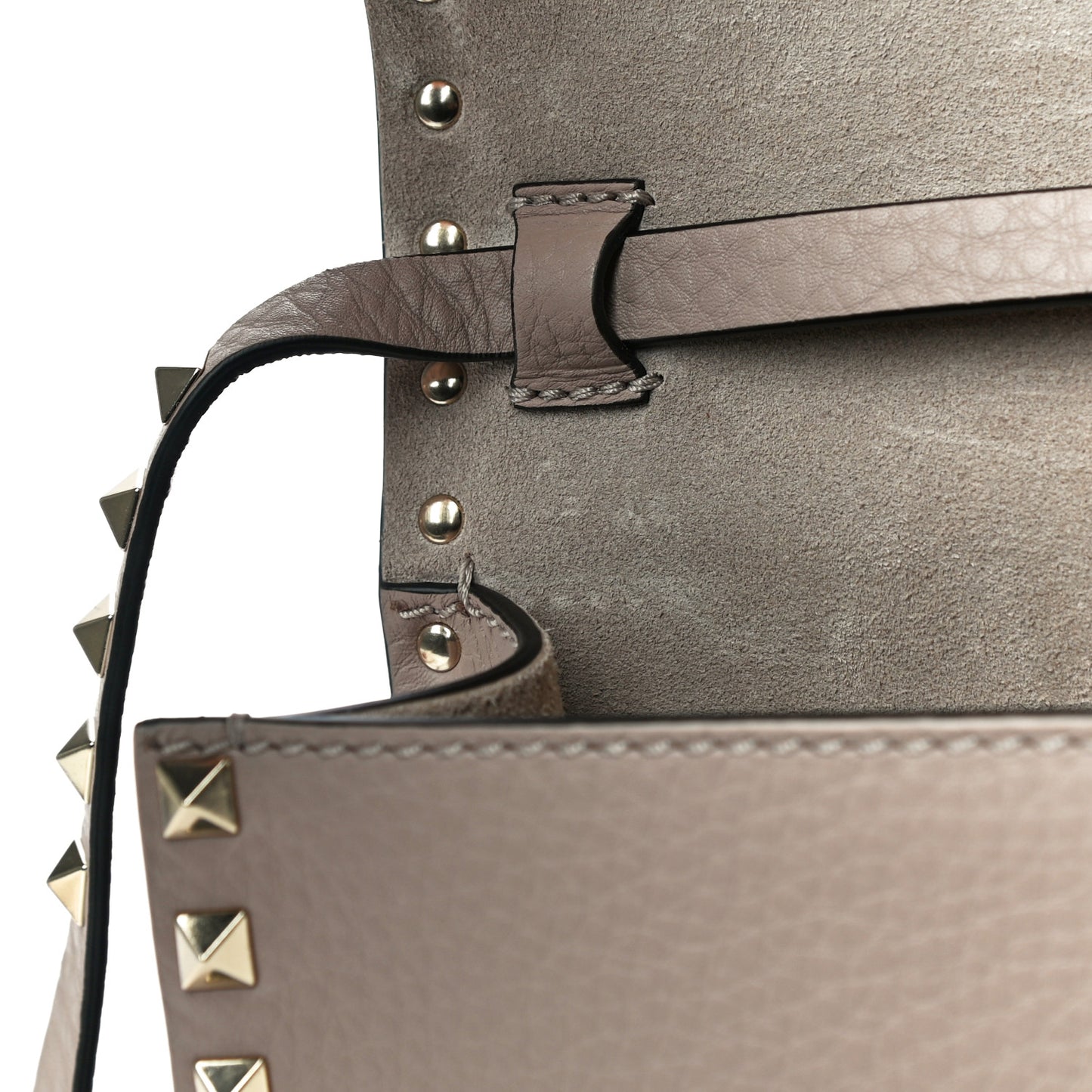 Pebbled Calfskin Medium Rockstud Flip Lock Crossbody Bag Poudre