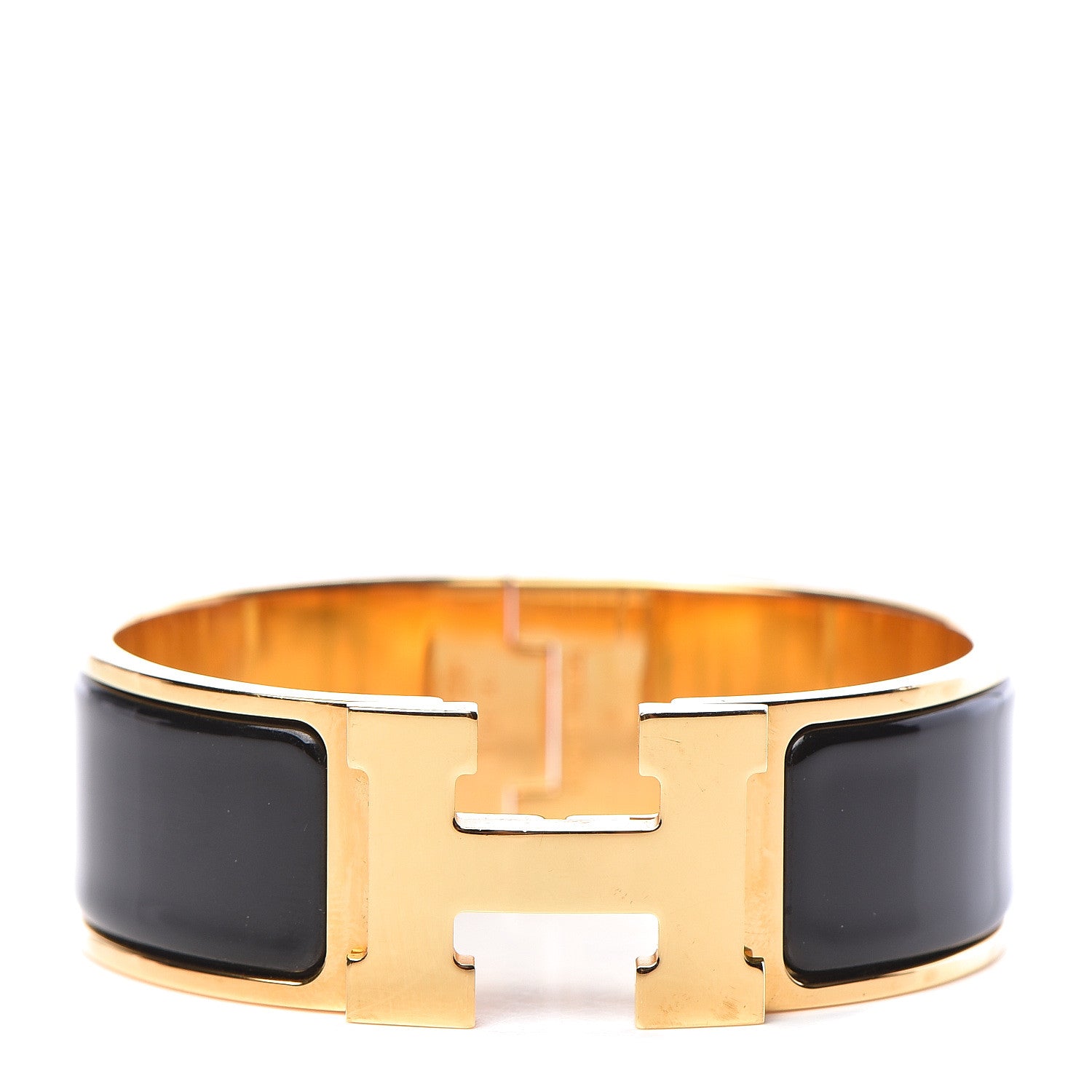 Hermes Enamel Wide Clic Clac H Bracelet GM Black 1 of 6