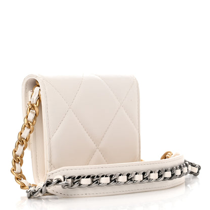 Chanel Lambskin Quilted Chanel 19 Flap Coin Purse With Chain White 3 of 14