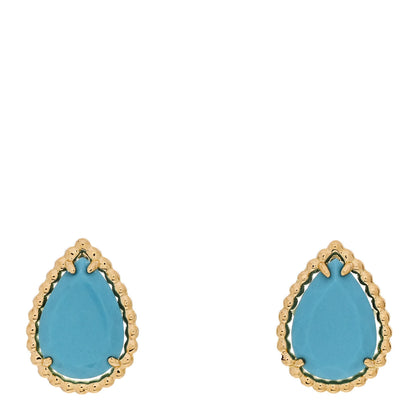 Boucheron 18K Yellow Gold Turquoise Serpent Boheme Stud Earrings 1 of 7
