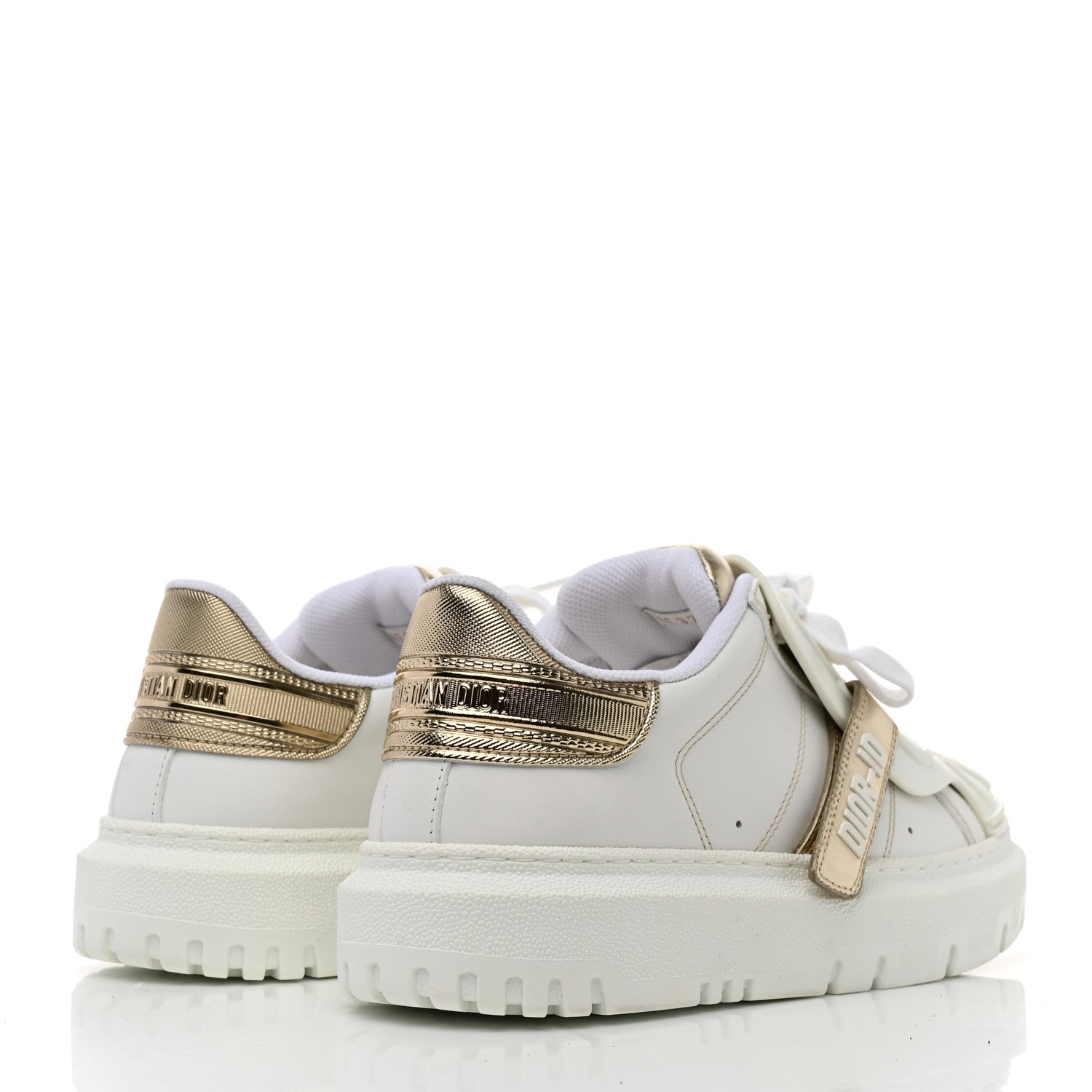 Christian Dior Laminated Calfskin Dior-ID Platform Sneakers 37.5 Off White Gold 4 of 9