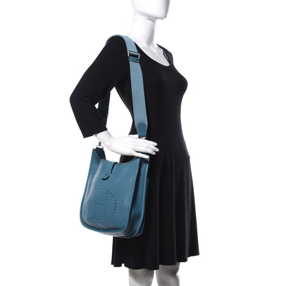 Hermes Taurillon Clemence Evelyne III PM Blue Jean 2 of 11
