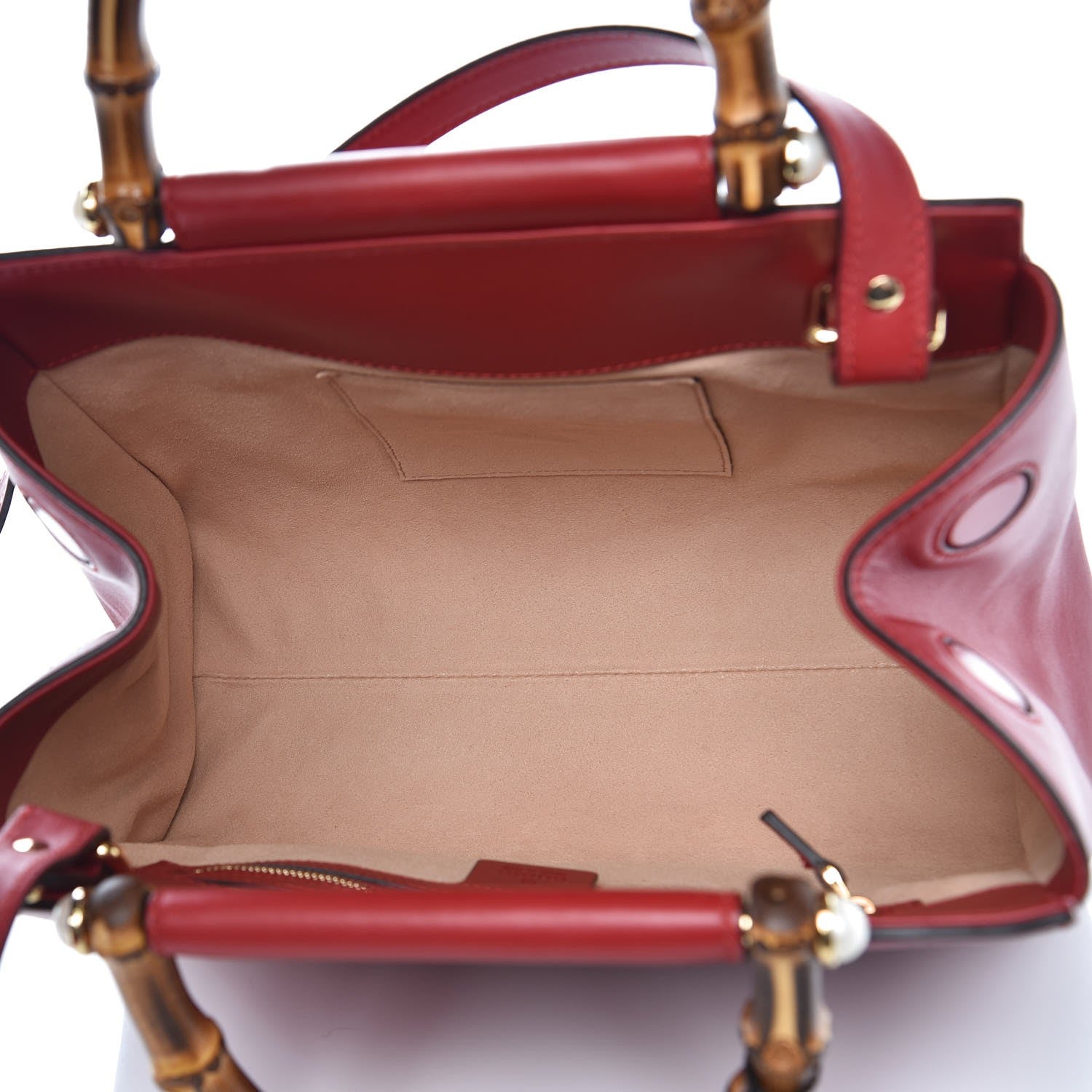 Gucci Nappa Bamboo Small Nymphaea Top Handle Bag Hibiscus Red 6 of 10