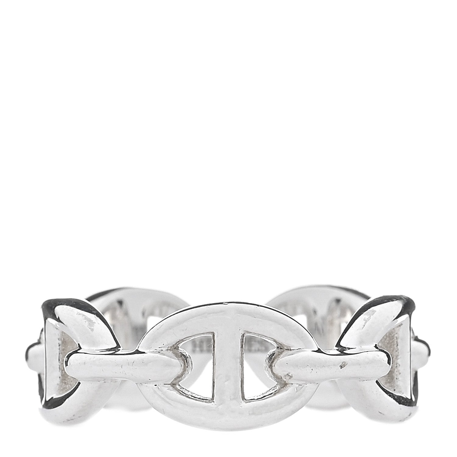 Hermes Sterling Silver PM Chaine d'Ancre Enchainee Band Ring 54 6.75 1 of 16