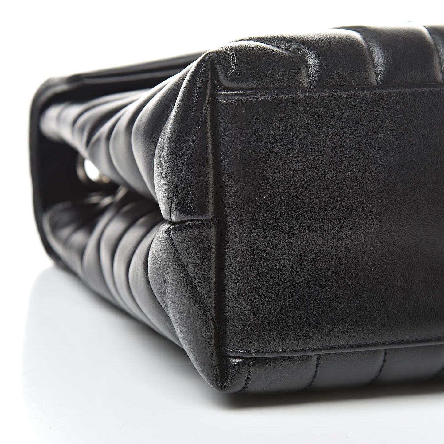 Calfskin Y Quilted Monogram Medium Loulou Chain Satchel Black
