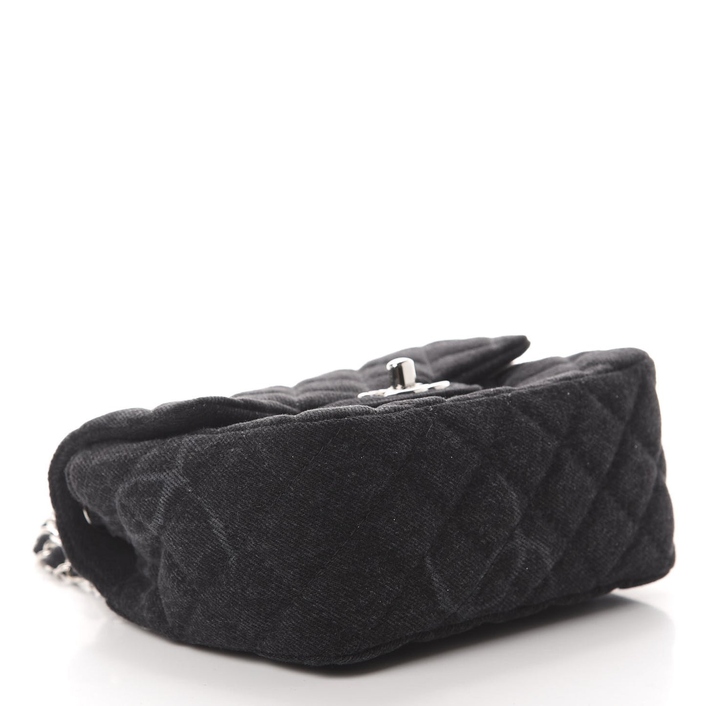 Denim CC Quilted Mini Square Flap Black