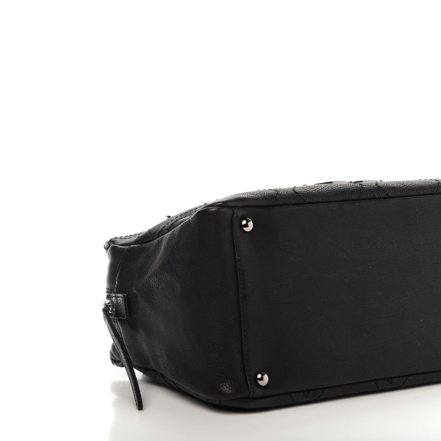 Calfskin Diamond Stitch Tote Black