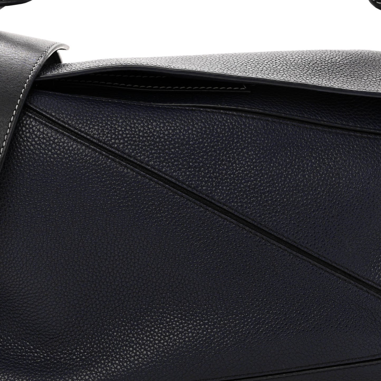 Calfskin Medium Puzzle Bag Midnight Blue Black