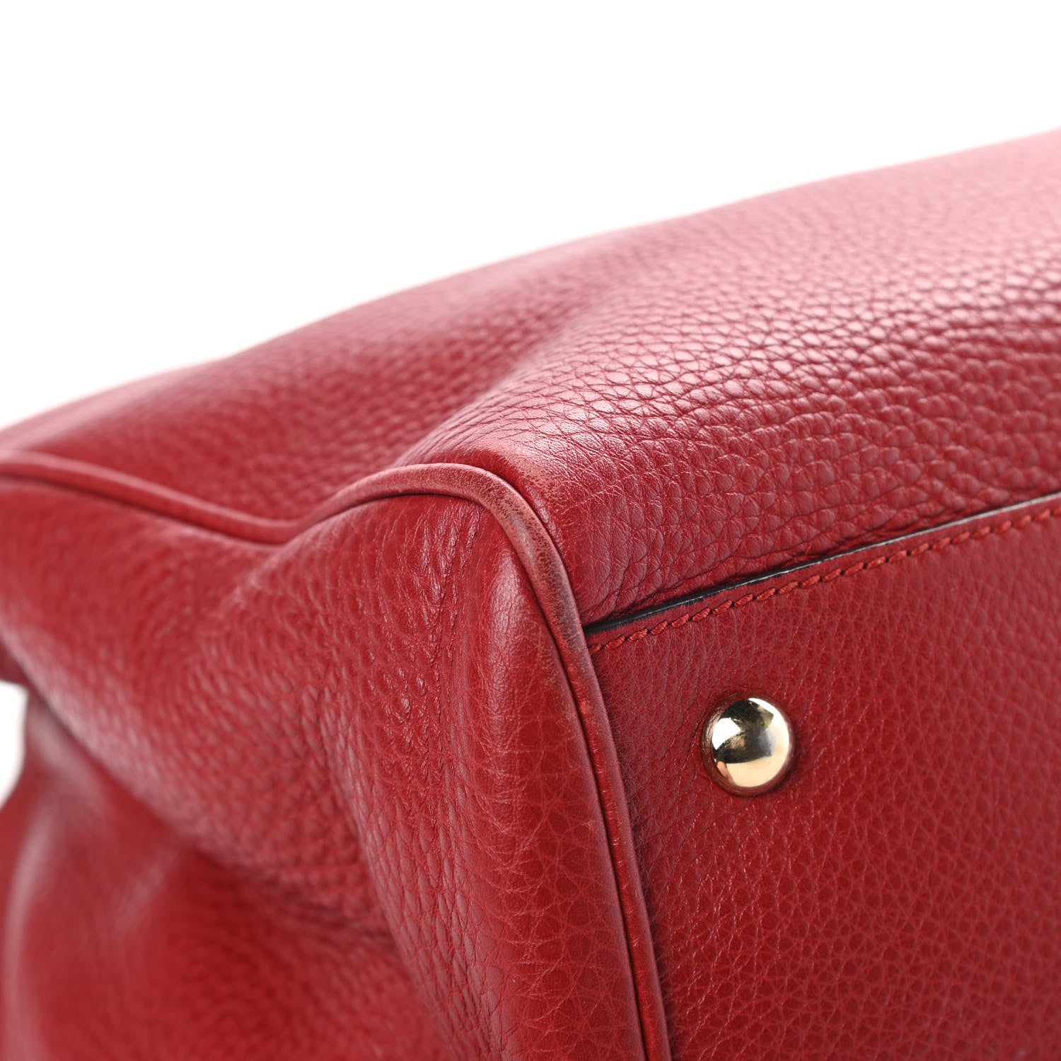 Gucci Pebbled Calfskin Medium Bamboo Shopper Tote Red 9 of 15