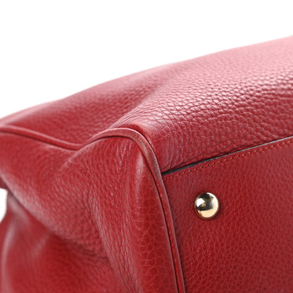 Gucci Pebbled Calfskin Medium Bamboo Shopper Tote Red 9 of 15