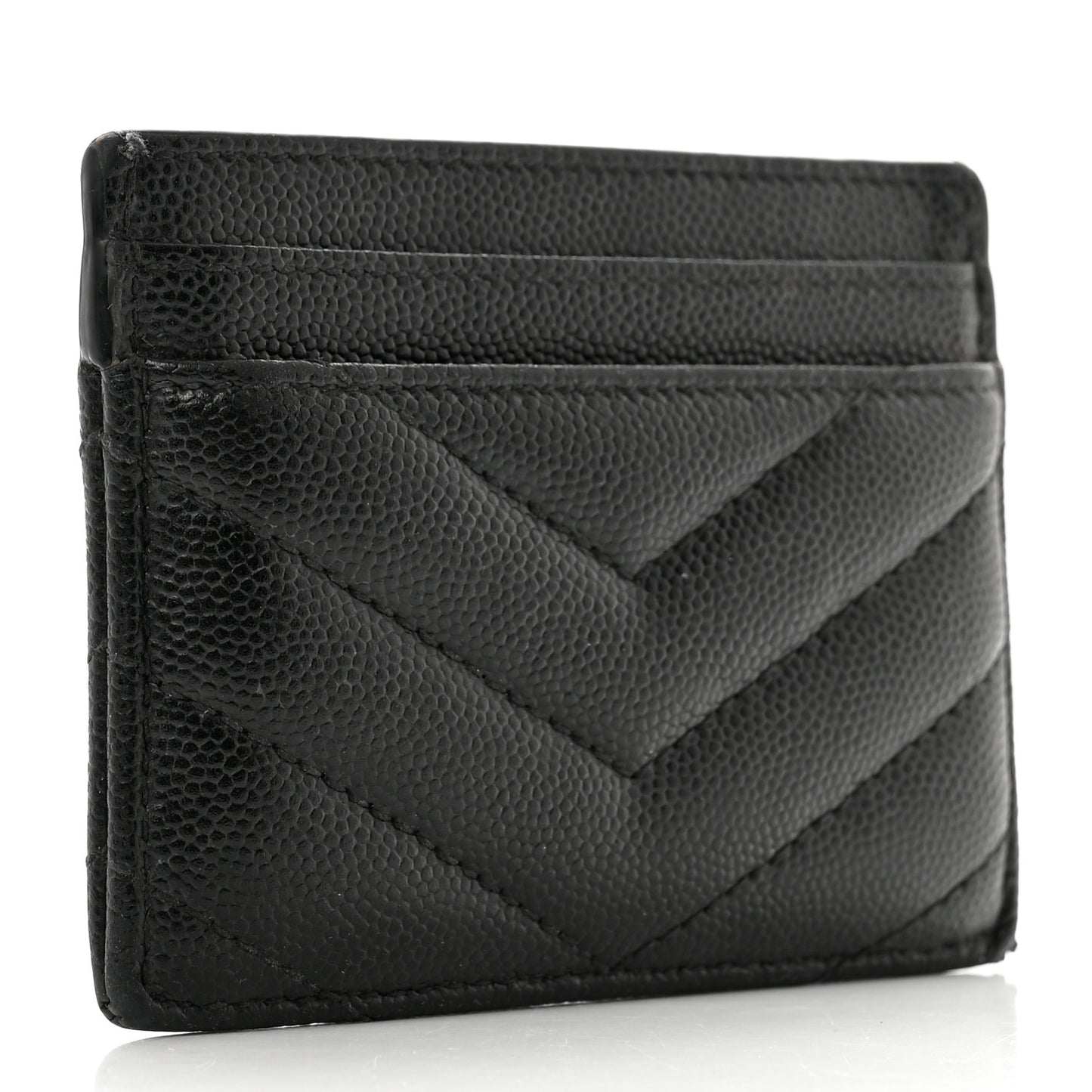 Grain De Poudre Matelasse Chevron Monogram Credit Card Case Black
