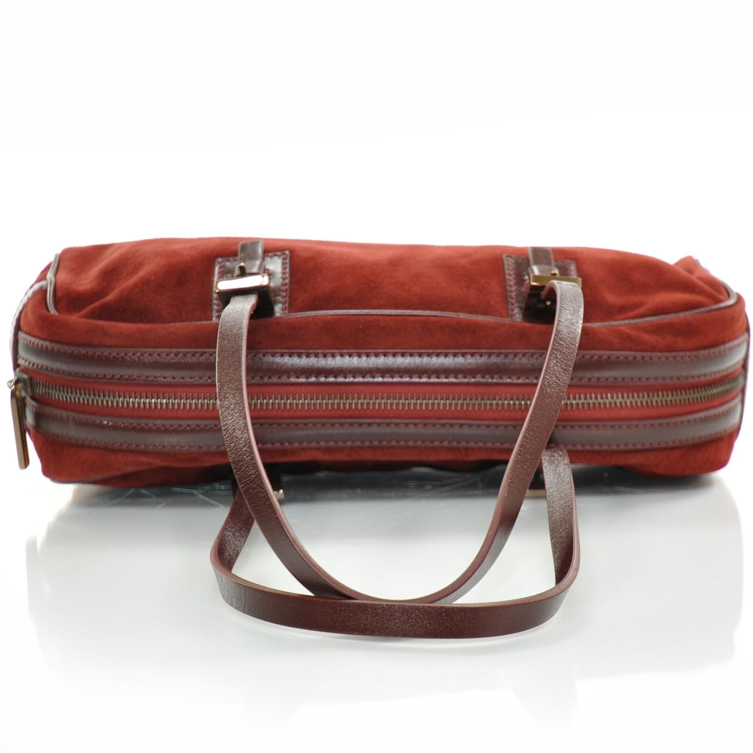 Fendi Suede Small Bowler Bag Red 5 of 9