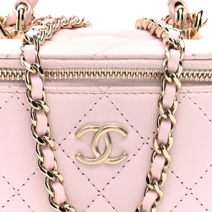Chanel Lambskin Quilted Mini Top Handle Vanity Case With Chain Light Pink 8 of 11