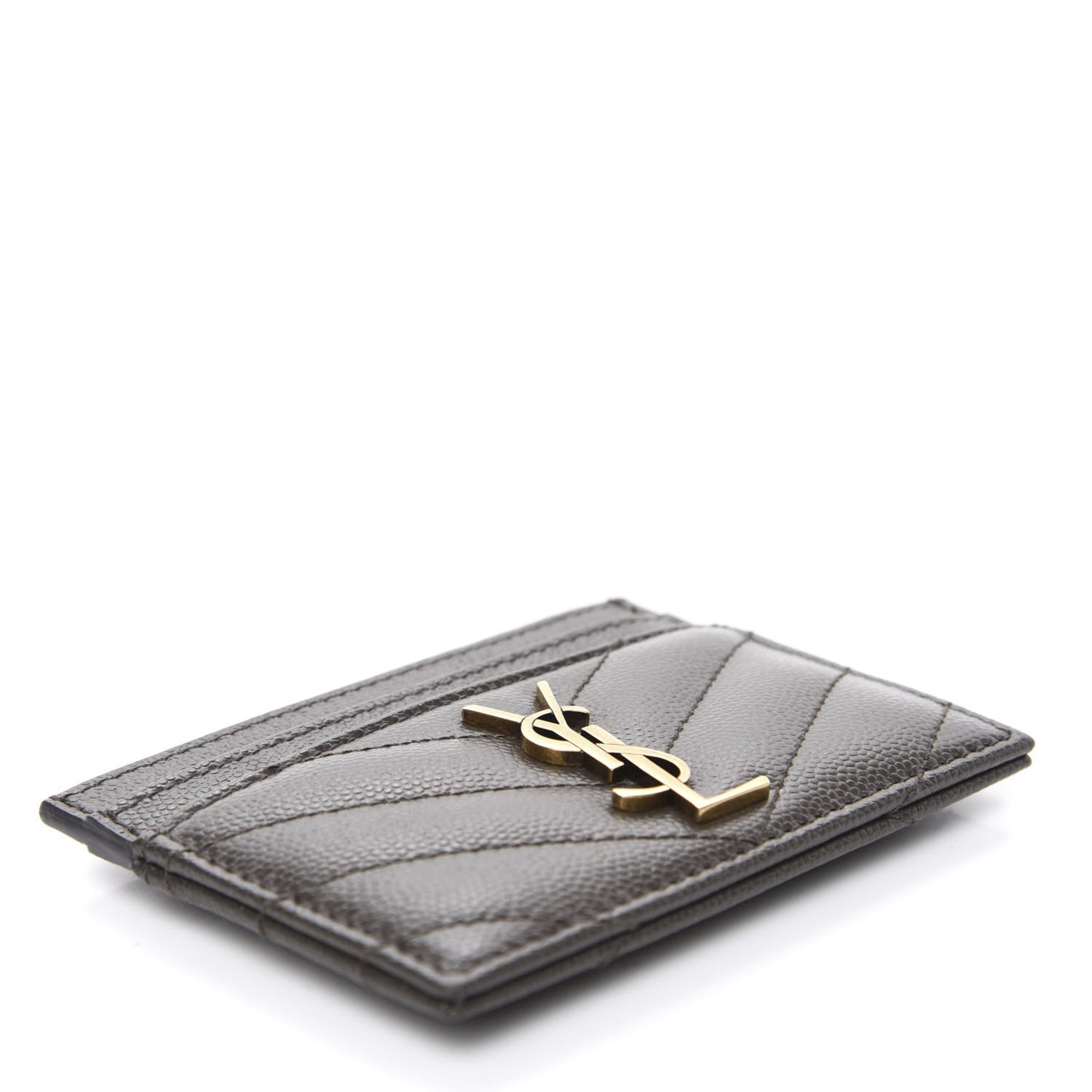 Grain De Poudre Matelasse Chevron Monogram Credit Card Case Pebble