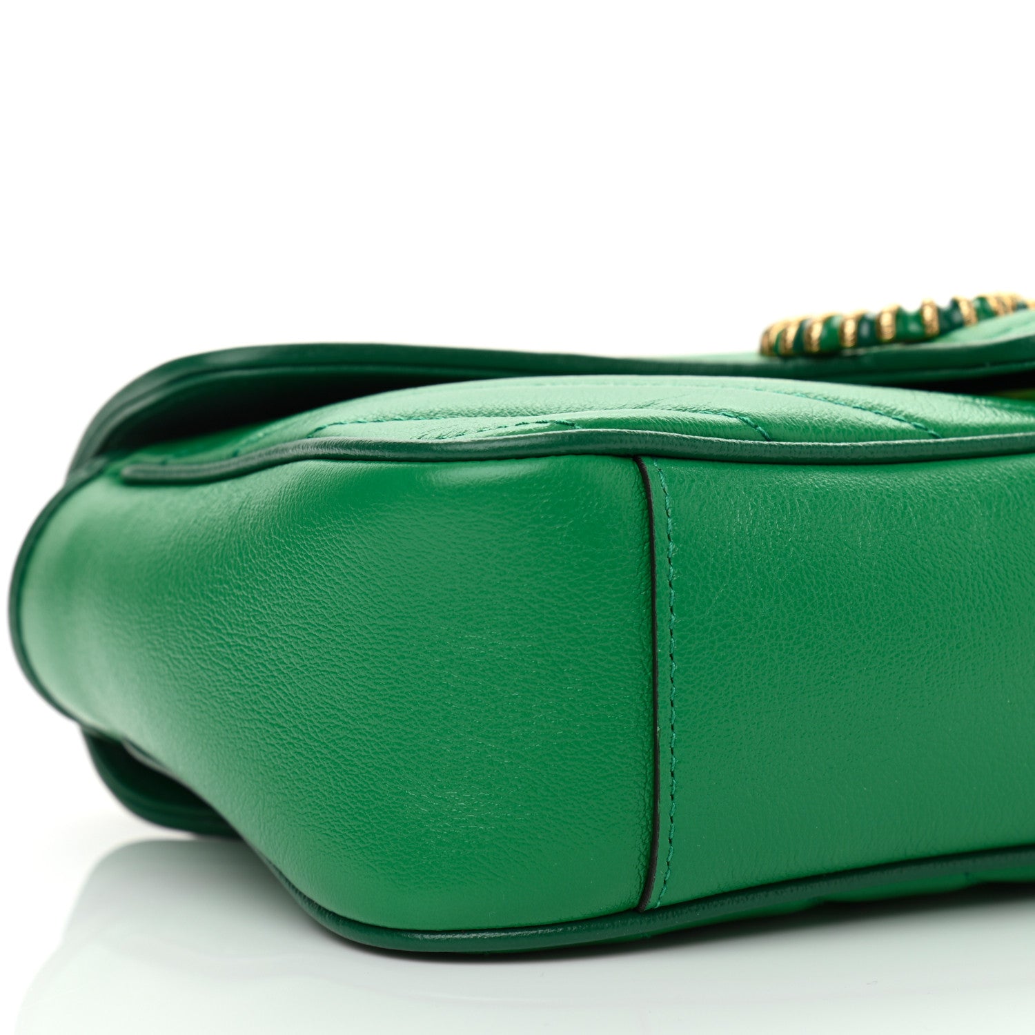 Gucci Azalea Calfskin Enamel Matelasse Diagonal Small Torchon GG Marmont Shoulder Bag New Shamarock Emerald 9 of 11