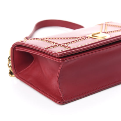 Christian Dior Calfskin Studded Small Diorama Flap Bag Burgundy 8 of 9
