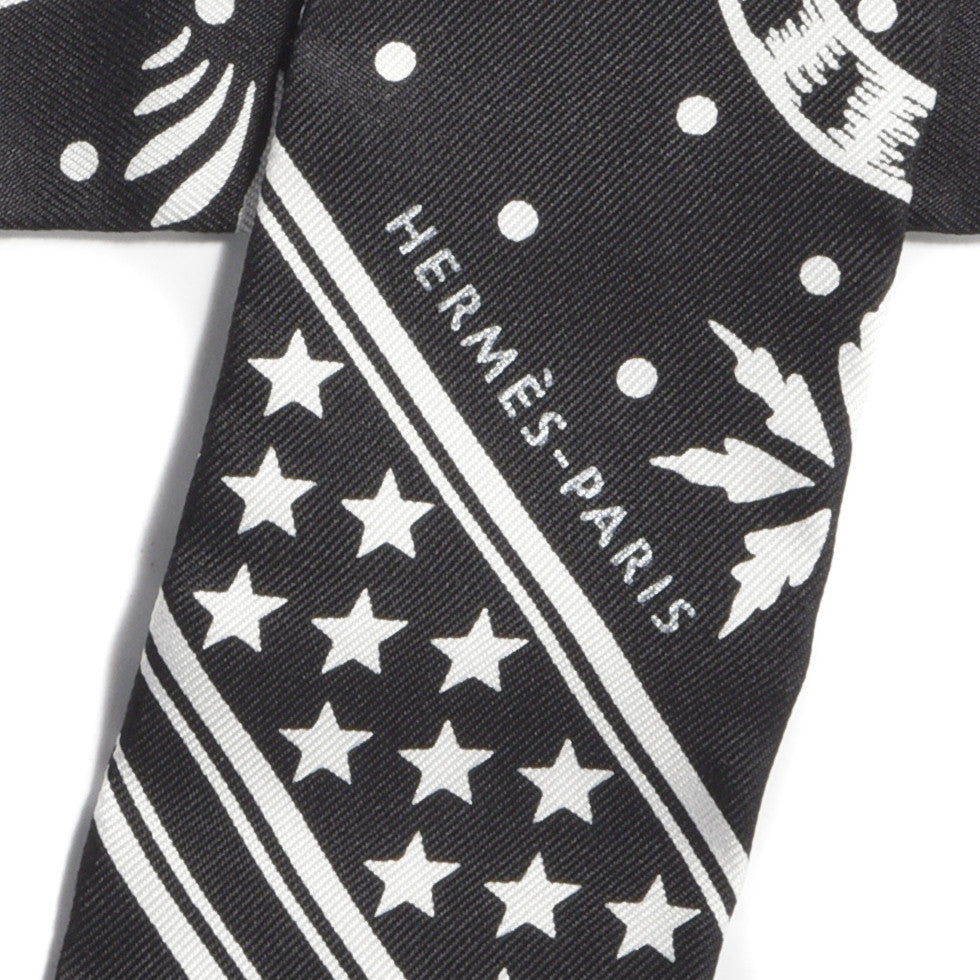 Hermes Silk Les Leopards Twilly Black White 3 of 4
