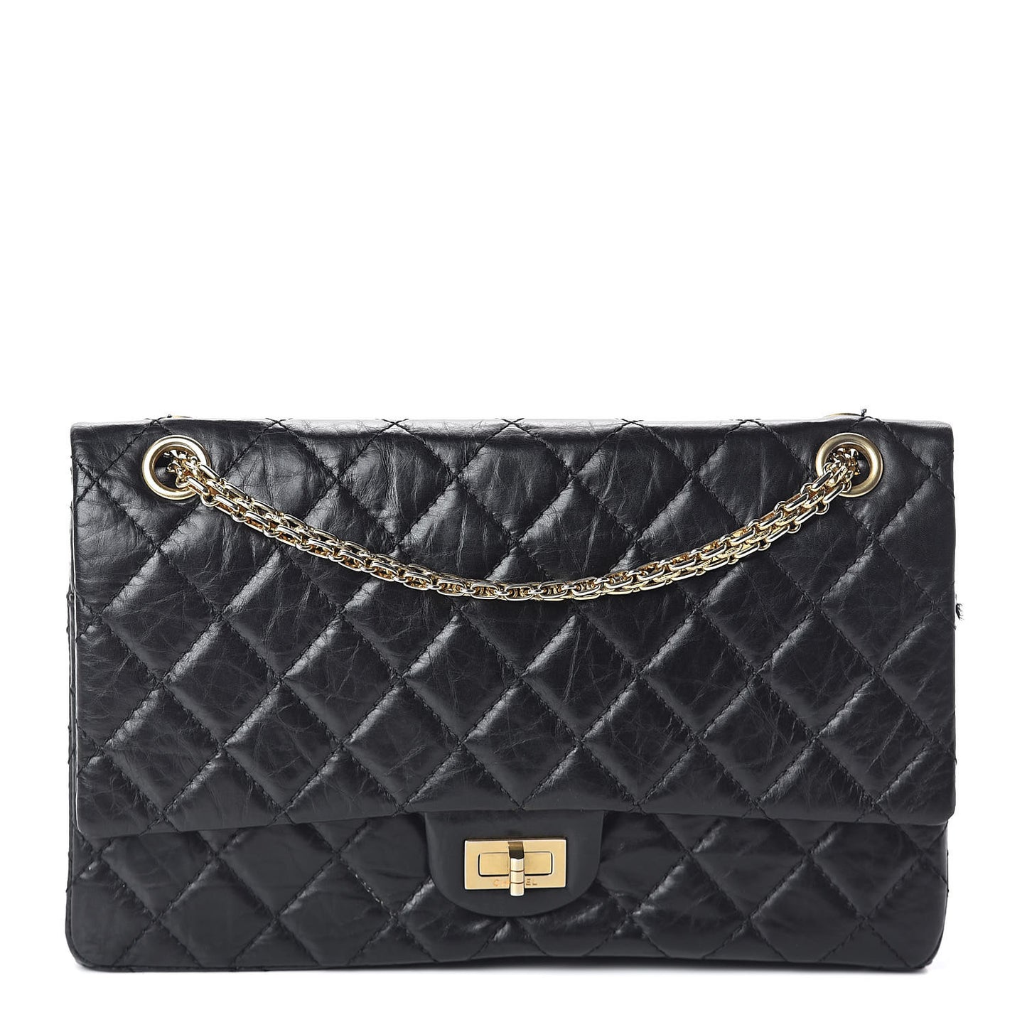 Aged Calfskin Quilted 50th Anniversary 2.55 Reissue 226 Flap Black