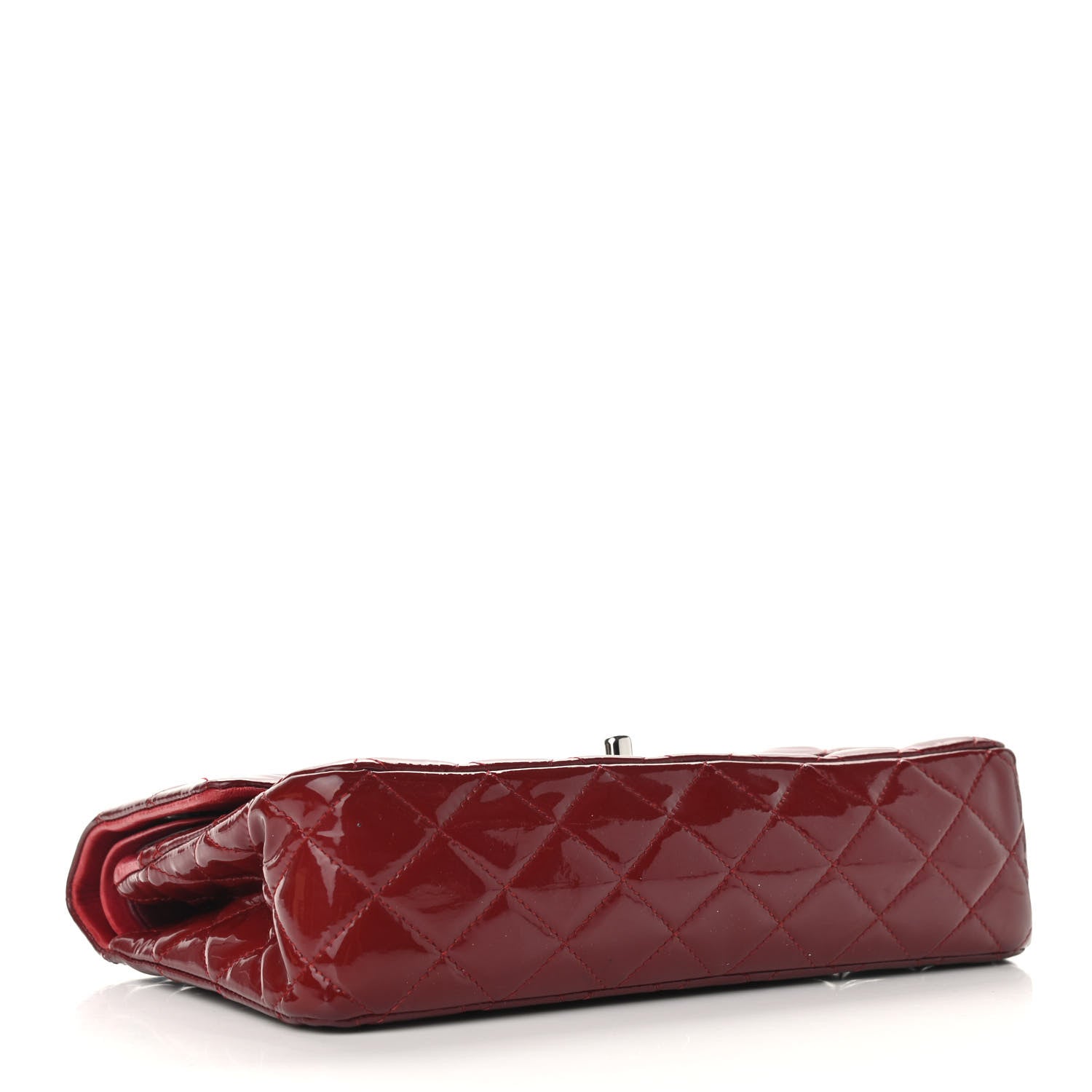Chanel Patent Calfskin Quilted Medium Double Flap Dark Red 3 of 14