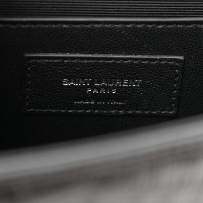 Saint Laurent Calfskin Crocodile Embossed Medium Classic Monogram Kate Tassel Satchel Black 6 of 10