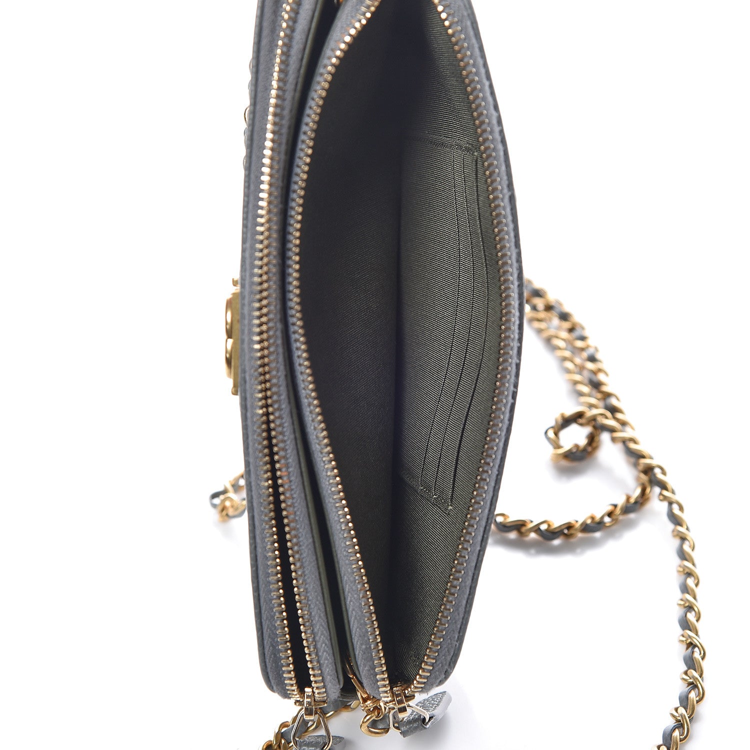 Chanel Caviar Quilted Small Boy Clutch With Chain Grey 9 of 12
