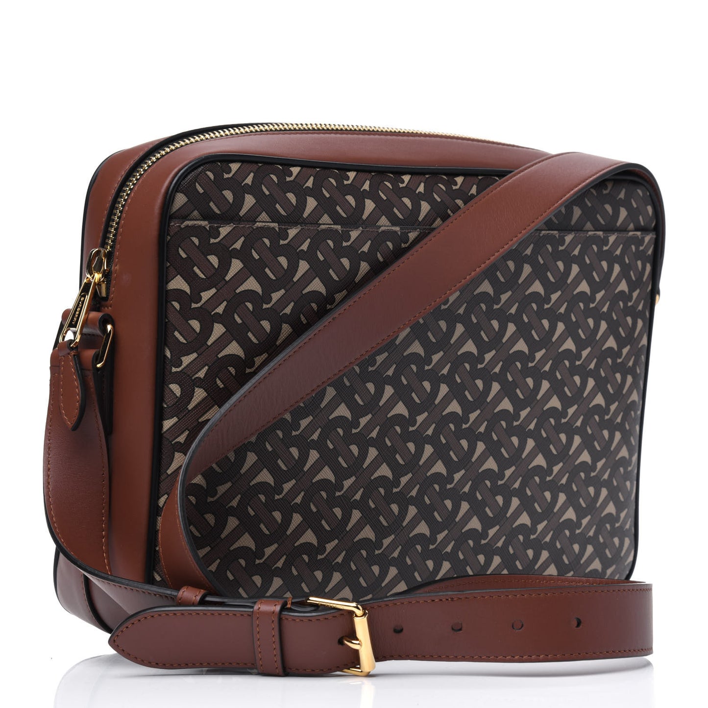 E-Canvas Monogram Calfskin Knight Messenger Bag Bridle Brown