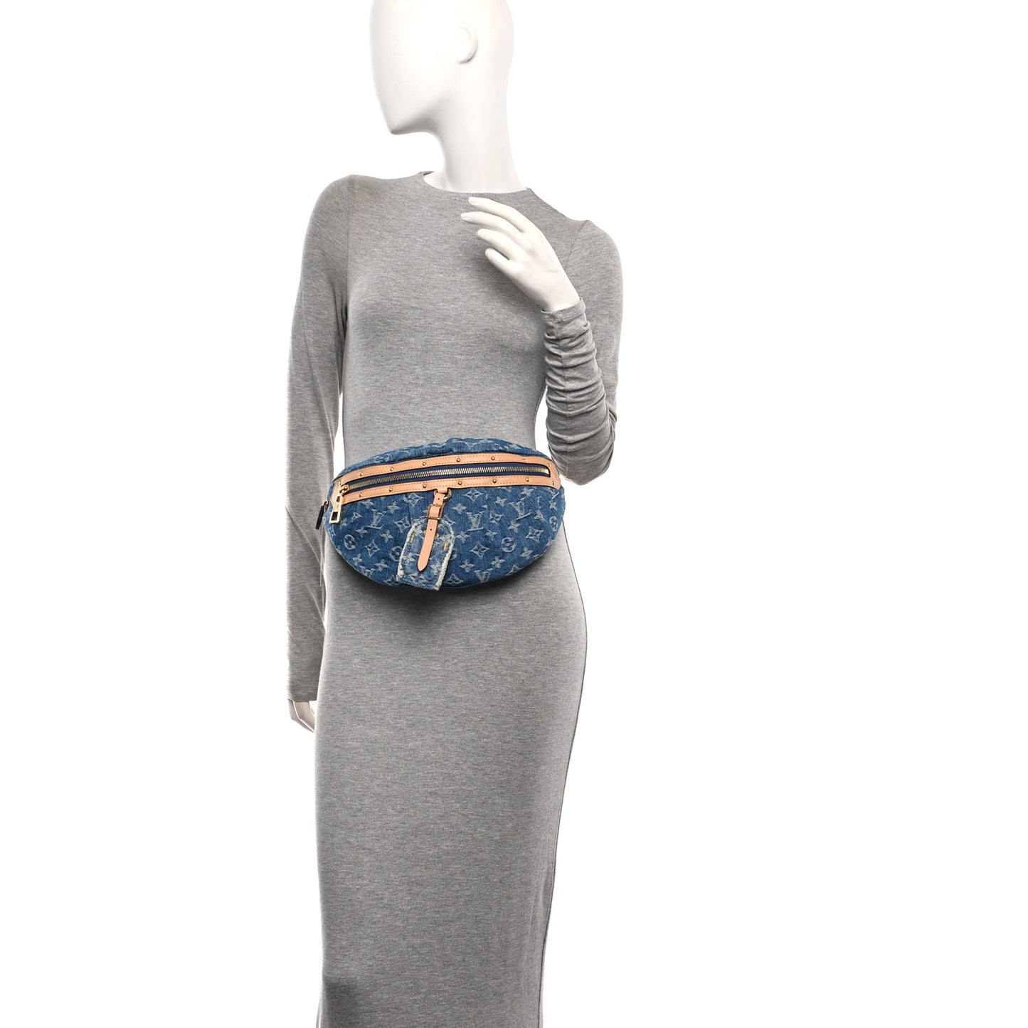 Monogram Denim High Rise Bumbag Blue