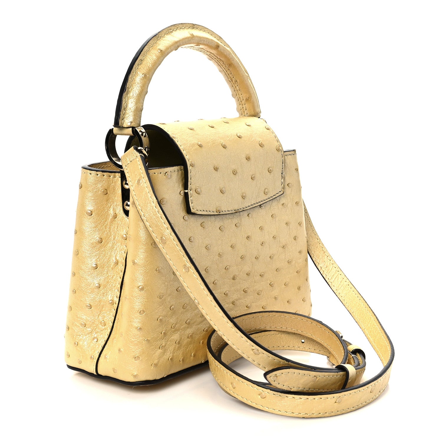 Louis Vuitton Iridescent Ostrich Capucines Mini Yellow 3 of 10