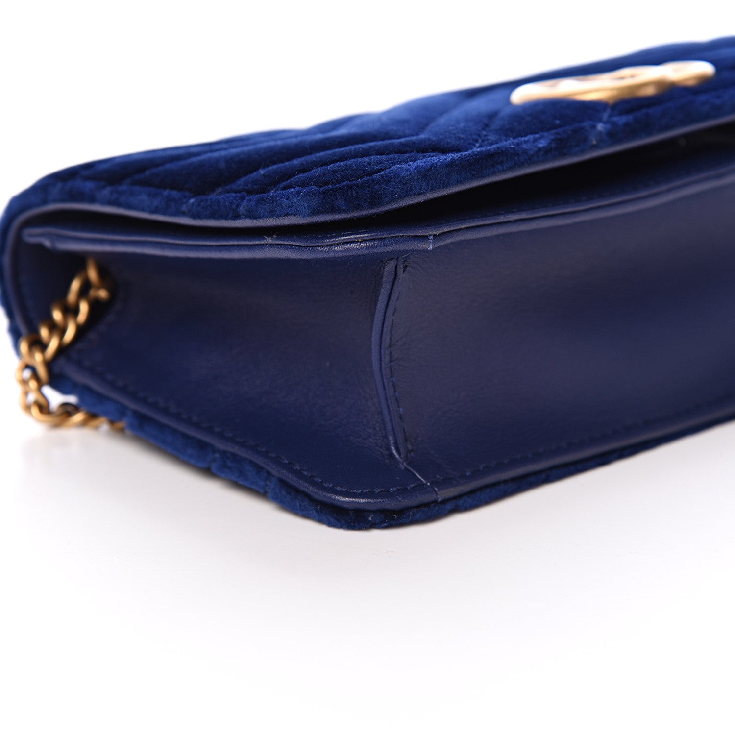 Gucci Velvet Matelasse GG Marmont Mini Bag Cobalt Blue 7 of 9
