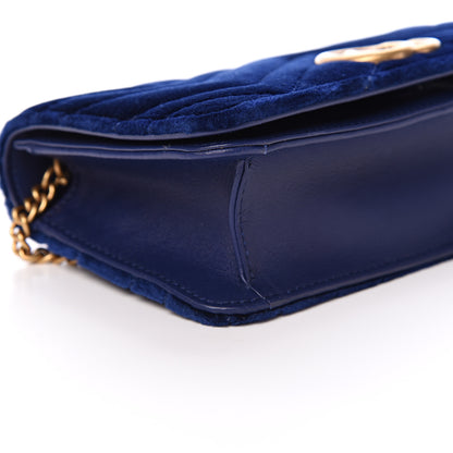 Gucci Velvet Matelasse GG Marmont Mini Bag Cobalt Blue 7 of 9