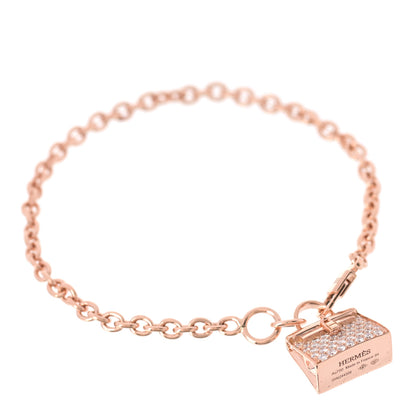 Hermes 18K Rose Gold Diamond Kelly Amulettes Bracelet SH 1 of 4