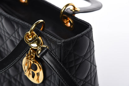 Christian Dior Lambskin Cannage Medium Lady Dior Black 14 of 17